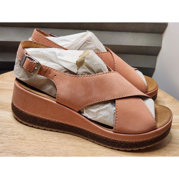 Clarks Kassanda Step Wedge Sandal Women's Size 9.5 Peach Nubuck - Picture 6 of 13